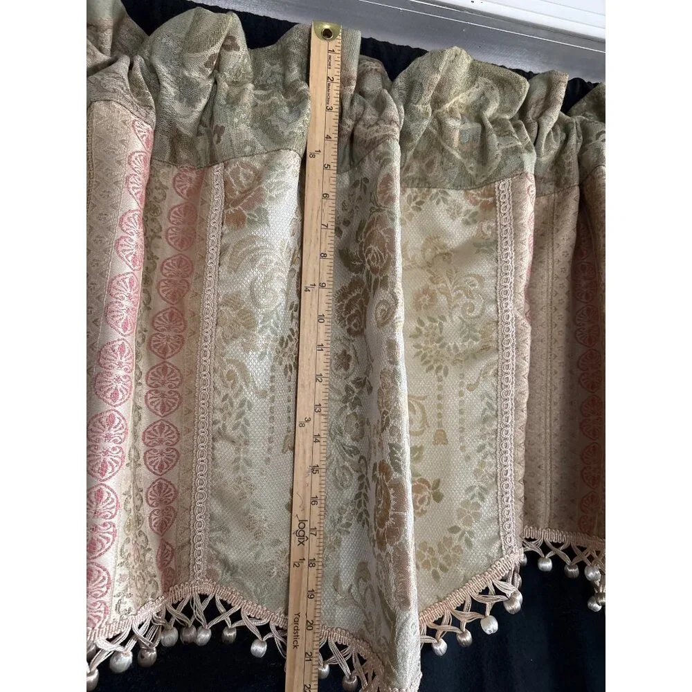 Vintage Floral Valance Curtain Tassel Trim 80